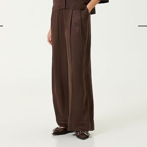 Ganni Washed Satin High Waisted Flare Mole Brown Women's Pants